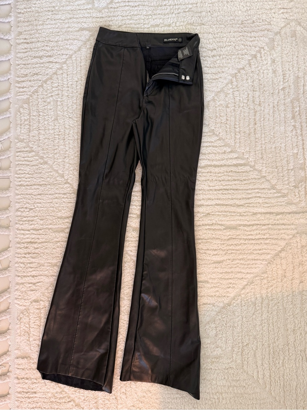 Blank NYC Black Faux Leather Flare Jeans